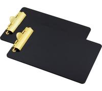 Clipboard en bois NOIR support A5 avec clip doré, set de 2 pièces
