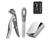 Clipdoc Max Nail Clippers, Clipdoc Max Toe Nail Clippers, Wide-Mouth Splash-Proof Angled Nails Clipper, Upgraded Large-Size Toe Nails Clipper With Long Handle (Silver,B Sat)