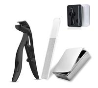 Clipdoc Max Nail Clippers, Clipdoc Max Toe Nail Clippers, Wide-Mouth Splash-Proof Angled Nails Clipper, Upgraded Large-Size Toe Nails Clipper With Long Handle (Black,A Sat)