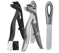 Clipdoc Max Toe Nail Clipper, Clip Doc Max Nail Clipper, Clipdocmax Toenail Clippers for Senior, Wide Jaw Opening Anti-Splash Stainless Steel Slanted (Black+Silver-A)