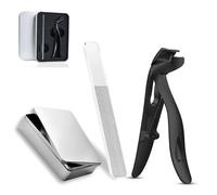 Clipdoc Max Toe Nail Clipper, Clip Doc Max Nail Clipper, Clipdocmax Toenail Clippers for Senior, Wide Jaw Opening Anti-Splash Stainless Steel Slanted (Black-B)