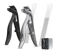 Clipdoc Max Toe Nail Clipper, Clip Doc Max Nail Clipper, Clipdocmax Toenail Clippers for Senior, Wide Jaw Opening Anti-Splash Stainless Steel Slanted (Black+Silver-B)