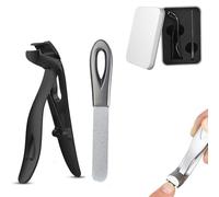 Clipdoc Max Toe Nail Clipper, Clipdoc Max Nail Clippers, Wide Jaw Opening Anti-Splash Slanted, Ultra Sharp Stainless Steel (Black,1 Pcs)