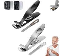 Clipdoc Max Toe Nail Clipper, Clipdocmax Toenail Clippers for Seniors, Wide Jaw Opening Anti-Splash Slanted Nail Clipper for Thick Nails, Long Handle, Anti-Splash (Mix*2)