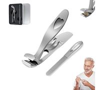 Clipdoc Max Toe Nail Clipper, Clipdocmax Toenail Clippers for Seniors, Wide Jaw Opening Anti-Splash Slanted Nail Clipper for Thick Nails, Long Handle, Anti-Splash (Silver)