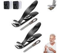 Clipdoc Max Toe Nail Clipper, Clipdocmax Toenail Clippers for Seniors, Wide Jaw Opening Anti-Splash Slanted Nail Clipper for Thick Nails, Long Handle, Anti-Splash (Black*2)