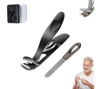 Clipdoc Max Toe Nail Clipper, Clipdocmax Toenail Clippers for Seniors, Wide Jaw Opening Anti-Splash Slanted Nail Clipper for Thick Nails, Long Handle, Anti-Splash (Black)