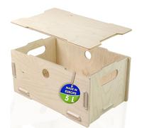 clipfritz - Caisse en bois rangement - 29x19x14 cm - Boite avec couvercle - Coffre jouet - Boîte, Malle pour couture, bureau, decorative, empilable