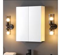CLIPOP Armoire Salle de Bain avec Miroir,Double Miroir Armoire Murale Salle de Bain avec 2 étagères réglables