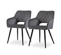 CLIPOP Chaises de Salle à Manger Lot de 2, Chaises de Cuisine en Velours avec accoudoirs et Pieds en métal, Chaises de réception Lounge pour Salle à Manger, Chambre ou Bureau (1, Velours-Gris foncé)