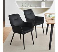 CLIPOP Lot de 2 Chaises de Salle à Manger avec accoudoirs Chaise de Cuisine rembourrée de Salon Fauteuil Lounge Set pour Bureau, Salon, Chambre à Coucher (1, Velours Noir)