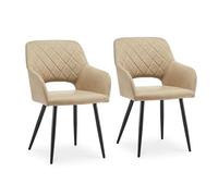CLIPOP Lot de 2 Chaises de Salle à Manger, Chaises de Cuisine en Cuir PU avec accoudoirs et Pieds en métal, Chaises de réception Lounge pour Salle à Manger, Chambre ou Bureau (1, PU-crème)
