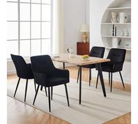 CLIPOP Lot de 4 Chaises de Salle à Manger avec accoudoirs Chaise de Cuisine rembourrée de Salon Fauteuil Lounge Set pour Bureau, Salon, Chambre à Coucher (2, Velours Noir)