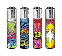 Clipper Briquets, lot de 4 pièces, motifs exceptionnels (Neon Shrooms)