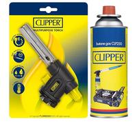 Clipper - Chalumeau multifonction + cartouche de 400 ml de gaz universel | Valve GLP250 | Idéal pour flammer, caraméliser et utiliser sur les barbecues, la cuisine et le camping