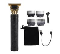 Clipper de Cheveux électriques pour Hommes, Trimeuse de Cheveux à Barbe à Lame T, Clipper de Coupe de Rasage électrique Rechargeable avec Cambrage de 4 Guides, Coupe-cordon (BLACK)