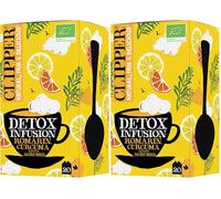 CLIPPER - Infusion Bio - Detox Agrumes - Romarin, Curcuma agrumes 20 Sachets d'Infusion - 2 paquet