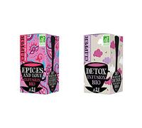 CLIPPER - Infusion Bio - Épices et Amour - Cannelle, Gingembre & Orange - 20 Sachets - 1 Paquet 44g & Détox Fruits Rouges - 20 Sachets - 1 Paquet