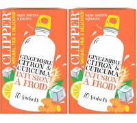CLIPPER - Infusion Froide - Citron, Gingembre, Curcuma - Sans Sucres Ajoutés - 10 Sachets d'Infusion Bio - 27 g (Lot de 2)