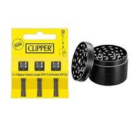 Clipper Lighter 9X Pierres à Briquet de Rechange - 9 Pierres + 3 Molettes avec Pierre Intégrée - avec Pochette Originale OnAir Aléatoire (3 disques d'allumage + meuleuse OnAir)