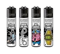 Clipper - Lot de 4 briquets - Motifs Insolites (FFX Still not Loving The Police #2)