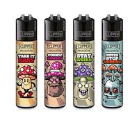 Clipper - Lot de 4 briquets - Motifs Insolites (Shrooms #12)