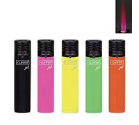 Clipper Lot de 5 briquets Jet Shiny avec flamme turbo et 1 briquet turbo gratuit - Rechargeable - Intensité de la flamme réglable (5 )