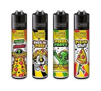 Clipper Lot de briquets, set de 4 pièces, motifs exceptionnels (Pizza)
