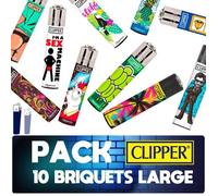Clipper - Lot MIX 10 Briquets Clipper Grand Modèle Dépareillés - collections mélangées Multicolore