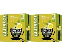 CLIPPER Natural, Fair & Delicious - Infusion Bio - Citron et Gingembre - 50 Sachets d'Infusion Bio - 2 paquet