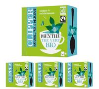 CLIPPER Natural, Fair & Delicious - Thé Vert Menthe Bio - 50 sachets de Thé Bio - 4 paquet
