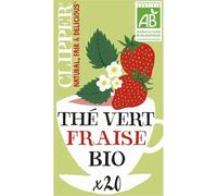 CLIPPER - Thé Vert Bio à la Fraise et Framboise - Arômes Naturels - Le paquet de 20 sachets - 35g - Le Lot De 5