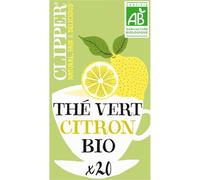 CLIPPER - Thé Vert Bio au Citron, Saveur Fraîche et Naturelle pour une Pause Tonifiante (20 Sachets, 35g) - Le Lot De 4