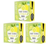 CLIPPER - Thé Vert Bio Citron - Fabulous - Grand Format - 50 sachets de Thé Bio - 3 paquet