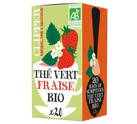 CLIPPER - Thé Vert Bio Fraise - Sumptuous - Issu du Commerce Équitable - 20 sachets de Thé Bio - 1 paquet