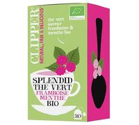 CLIPPER - Thé Vert Bio - Splendid - Framboise et Menthe - 20 sachets de Thé Bio - 1 paquet - 35g
