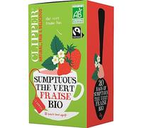 CLIPPER - Thé Vert Fraise, Saveur Fruitée Naturelle, 35G - Lot De 4