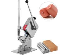 Clippeuse manuelle de saucisses en U de haute qualité - Trancheuse 2x Box Clips - 8000 pièces - Trancheuse à pain robuste en acier inoxydable A304 - Trancheuse universelle pliable - 37x19x57 cm