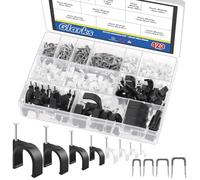 Clips à câbles Glarks 423pcs avec clou en acier et kit d'ongles d'agrafes en U isolé, Clips à fil de câble 223pcs M4/6/8/10/12/16/20/25, Clips à fil d'agrafes en U électrique 200pcs