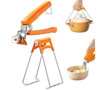 Clips anti-brûlure en acier inoxydable, pince pour bol chaud, support de serrage pour déplacer les assiettes chaudes ou les bols du four à micro-ondes instantané (orange)