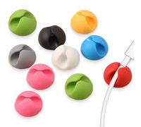 Clips Câble, 10 Pièces Cable Management, Support Cable Bureau, Range Cable en Silicone, Accessoire Bureau pour Câbles de Chargeur/Souris/Écouteur/Téléphone