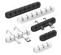 Clips Câble Organisateur Bureau, 6 Pièces Câble Direction Organisateur 3 Dimensions Support de Câble Organisateur de Cordon pour Cordon Bureau à Domicile Voiture Noir Blanc 3-5-7 Emplacements