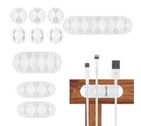 Clips Câble Organisateur Bureau, Lot de 10 Auto-adhésifs Support de Câble, Organisateur de Cordon, Gestion des Cables, Câble Management pour USB Câbles de Chargeur/Souris/Écouteur/PC, Bianco