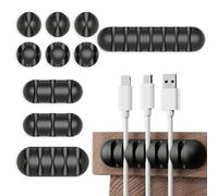 Clips Câble Organisateur Bureau, Lot de 10 Auto-adhésifs Support de Câble, Organisateur de Cordon, Gestion des Cables, Câble Management pour USB Câbles de Chargeur/Souris/Écouteur/PC, Noir