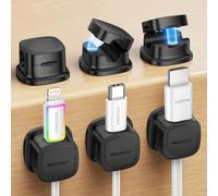 Clips Câble,Organisateur de Cables,Accroche Cable,Clips de Câble Autocollants,Support de Câble Magnétique,Convient pour le Bureau, La Table de Nuit, Le Câble de Charge, HDMI, USB (6, Noir)
