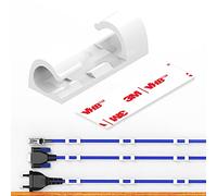 Clips Câbles Adhésifs Rangement de Câbles, XIAOXI Gestion de Câble Support Organiseur de Fils Electriques pour Cordon dans la Voiture, la Maison ou le Bureau - Lot de 20 (Blanc)
