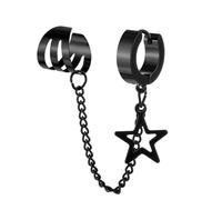 Clips d ' oreille étoiles à cinq branches à la mode avec manchette d ' oreille sécurisée, clous confortables pour un usage quotidien, bijoux en acier inoxydable de qualité