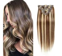 Clips dans les extensions de cheveux vrais cheveux humains, 10 pcs ensemble Clip dans les extensions de cheveux pour les femmes, teignable cheveux naturels,18inch (45cm) 120g