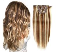 Clips dans les extensions de cheveux vrais cheveux humains, permanente et teignable cheveux naturels, 10 pcs Set Clip In Extensions de cheveux pour les femmes,18inch (45cm) 120g