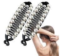 Clips de banane pour cheveux fins, clips de griffe à double banane Barrettes Porte-queue de cheval, Barrette 2X sans glissement, accessoires de style classiques pour coiffure épaisse bou